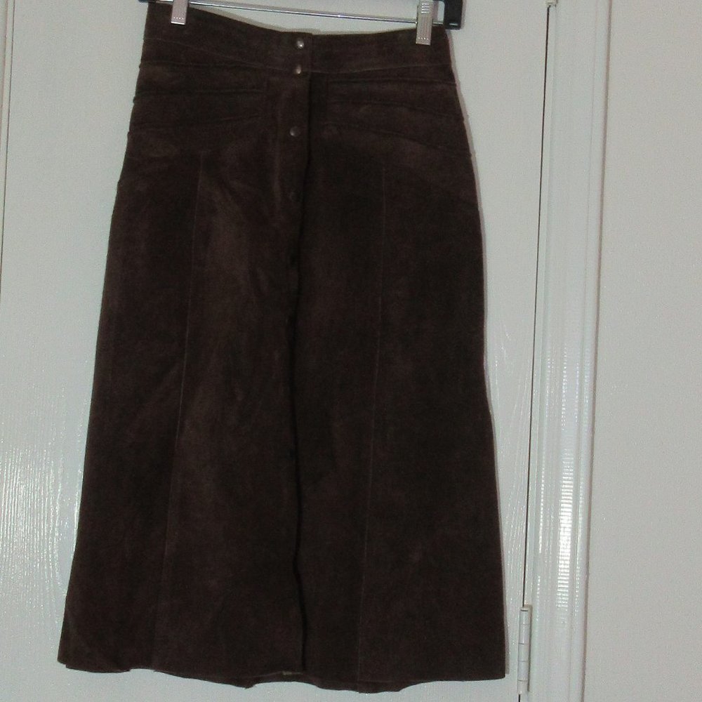 Classy Chocolate Brown 100% Leather Skirt Size 7/8 - W26 Western
